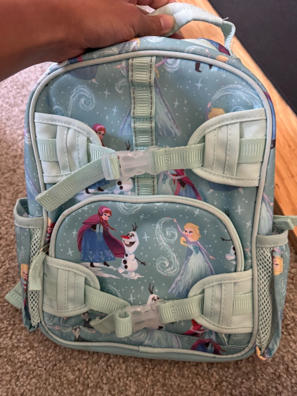 Pottery Barn Kids light blue Frozen-themed Kids Backpack
